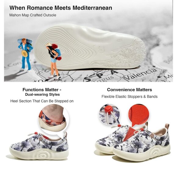 NWT UIN Women’s Travel Comfortable Shoes/Ink Flower Shadow/US8.5 - Picture 9 of 13